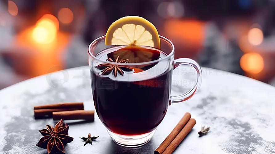 保健杯壁爐彩色圖片菜單柴火成分垂直畫(huà)幅柑橘含酒精飲料喝喝醉的茴芹